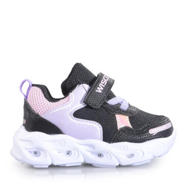 Wisco Bebe 0018 Işıklı Siyah Lila Cilt Spor Ayakkabı