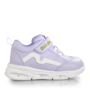 Şiringenç Bebe Işıklı Bağcıklı Lila Beyaz Cilt Spor Ayakkabı