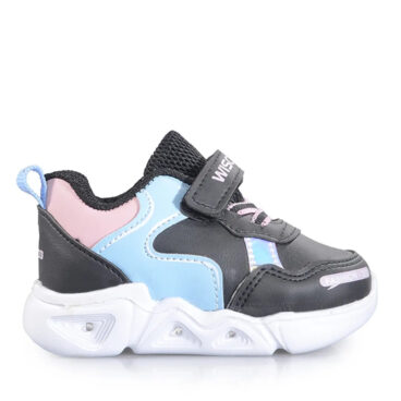 Wisco Bebe 0018 Işıklı Siyah Pembe Cilt Spor Ayakkabı