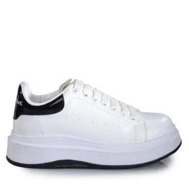 Flet Zenne 0347 Beyaz Siyah Cilt Spor Ayakkabı