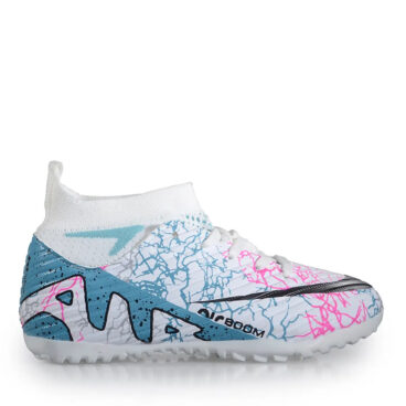 Laliga Filet 0600 Beyaz Turkuaz Desenli Çoraplı Halı Saha Ayakkabı