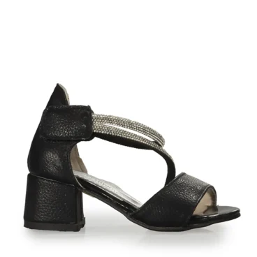 Verlass Patik Cırtlı Siyah Cilt Sandalet